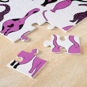 Paarse kattenpeuterpatroon legpuzzel (Zijkant)