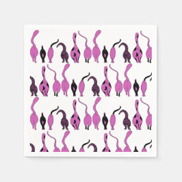 Paarse kattenpeuterpatroon servet