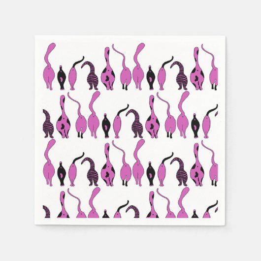 Paarse kattenpeuterpatroon servet (Voorkant)