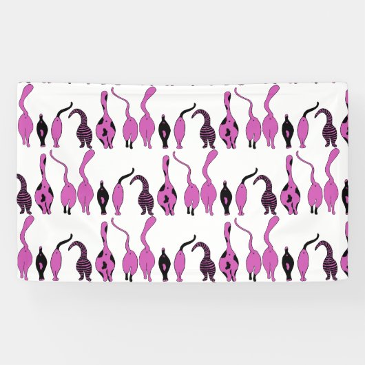 Paarse kattenpeuterpatroon spandoek (Horizontaal)
