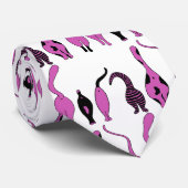 Paarse kattenpeuterpatroon stropdas (Opgerold)