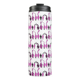 Paarse kattenpeuterpatroon thermosbeker