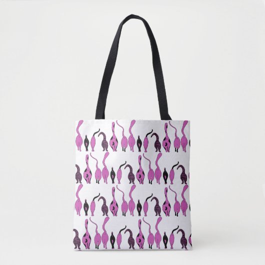 Paarse kattenpeuterpatroon tote bag (Voorkant)
