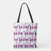 Paarse kattenpeuterpatroon tote bag (Achterkant)