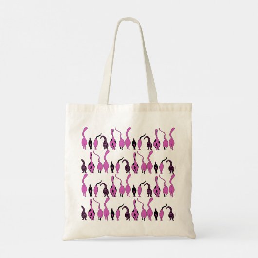 Paarse kattenpeuterpatroon tote bag (Achterkant)