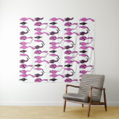 Paarse kattenpeuterpatroon wandkleed (In Situ (horizontaal))