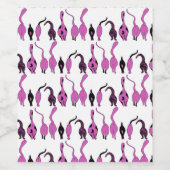 Paarse kattenpeuterpatroon wijn etiket (Enkel label)