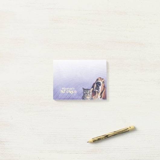 Paarse kattenpootjes post-it® notes (Op bureau)