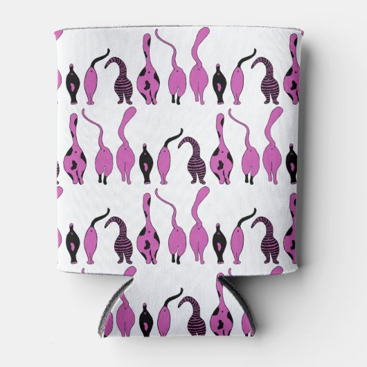 Paarse kattenstootpatroon blikjeskoeler (Voorkant)
