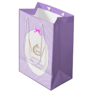 Paarse Kawaii Boog Aziatisch Dumpling Meisje Baby  Medium Cadeauzakje