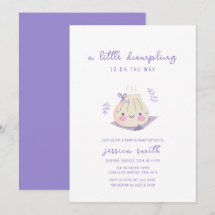 Paarse Kawaii Boog Dumpling Meisje Baby Shower  Kaart