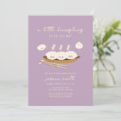 Paarse Kawaii Stream Bao Dumpling Baby Shower Kaart (Staand voorkant)