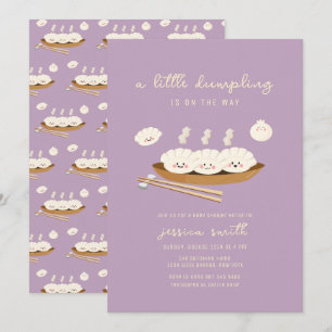 Paarse Kawaii Stream Bao Dumpling Baby Shower  Kaart
