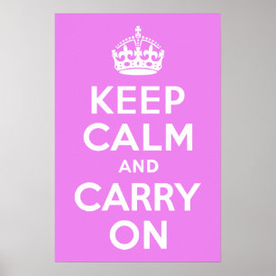 Paarse Keep Calm and Carry On Poster