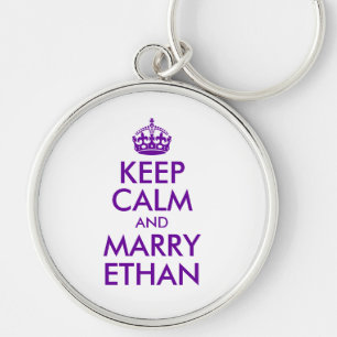 Paarse Keep Calm en Marry Ethan Sleutelhanger