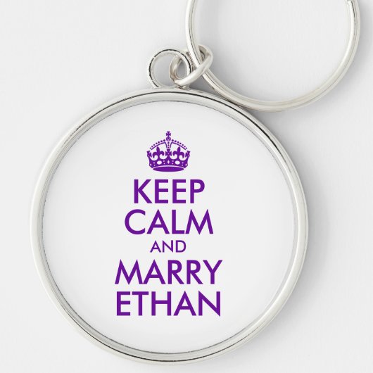 Paarse Keep Calm en Marry Ethan Sleutelhanger (Voorkant)