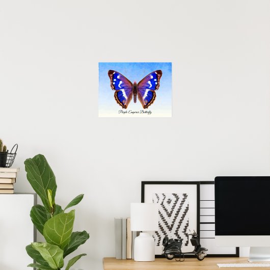 Paarse keizer Butterfly Waterverf Schilderafdrukke Poster (Thuiskantoor)