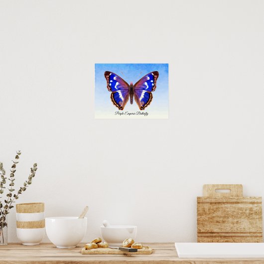 Paarse keizer Butterfly Waterverf Schilderafdrukke Poster (Keuken)