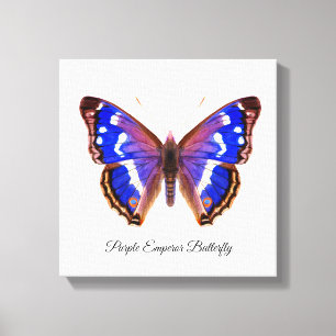 Paarse keizer Butterfly Waterverf schilderen Canvas Afdruk