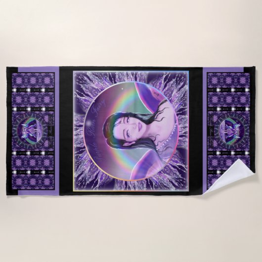 Paarse keizerhanddoek strandlaken (Voorkant)