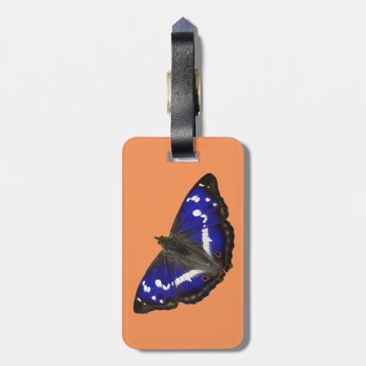 Paarse keizersvlinder bagagelabel (Achterkant verticaal)