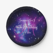 Paarse Kelestische Monogram Birthday Papieren Bordje (Voorkant)