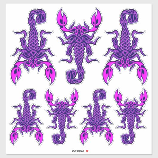 Paarse Keltische Knoop Scorpion Sticker Set (Vel)
