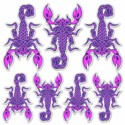 Paarse Keltische Knoop Scorpion Sticker Set (Voorkant)