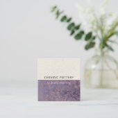 PAARSE KERAMISCHE POTTERY GLAZED SPECKLED TEXTURE VIERKANTE VISITEKAARTJE (Staand voorkant)
