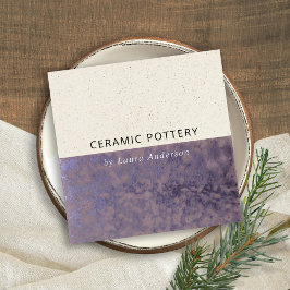 PAARSE KERAMISCHE POTTERY GLAZED SPECKLED TEXTURE VIERKANTE VISITEKAARTJE