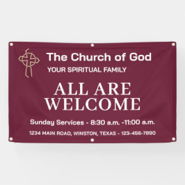 Paarse kerk welkomstbanner met uw logo spandoek