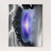 Paarse kern omgeven door bergachtig terrein legpuzzel (Verticaal)