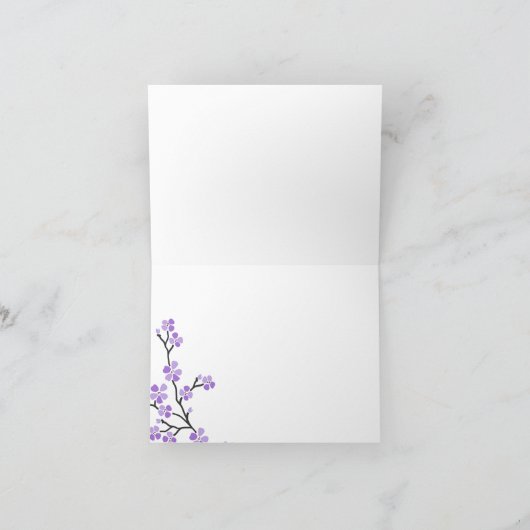 Paarse Kersenbloesem Dankjewelkaarten Bedankkaart (Binnen)