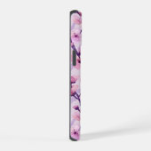 Paarse kersenbloesem gepersonaliseerd monogram  iPhone 15 case (Rechterkant)