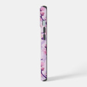 Paarse kersenbloesem gepersonaliseerd monogram  iPhone 15 case (Linkerkant)