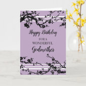 Paarse Kersenbloesem Godmother Verjaardag Kaart (Gele Bloem)