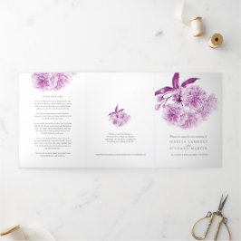 Paarse kersenbloesem waterverf Tri-Fold Programma