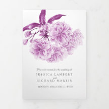 Paarse kersenbloesem waterverf Tri-Fold Programma