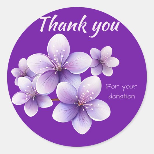 Paarse kersenbloesems Bedankt voor je donatie Ronde Sticker (Voorkant)