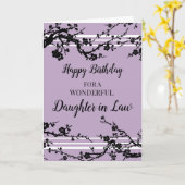 Paarse kersenbloesems Dochter in de Wet Verjaardag Kaart (Gele Bloem)