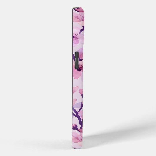 Paarse kersenbloesems gepersonaliseerd monogram Case-Mate iPhone case (Achterkant / Rechts)