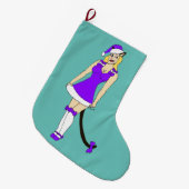 Paarse kerst catgirl grote kerstsok (Voorkant (Hangend))