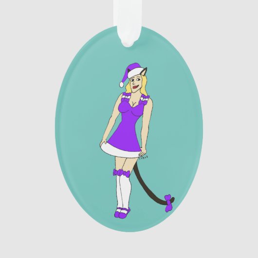 Paarse kerst catgirl ornament (voorkant)