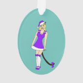 Paarse kerst catgirl ornament (achterkant)