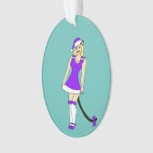 Paarse kerst catgirl ornament (voorkant)