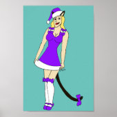 Paarse kerst catgirl poster (Voorkant)