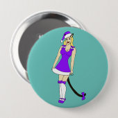 Paarse kerst catgirl ronde button 4,0 cm (Voorkant /achterkant)