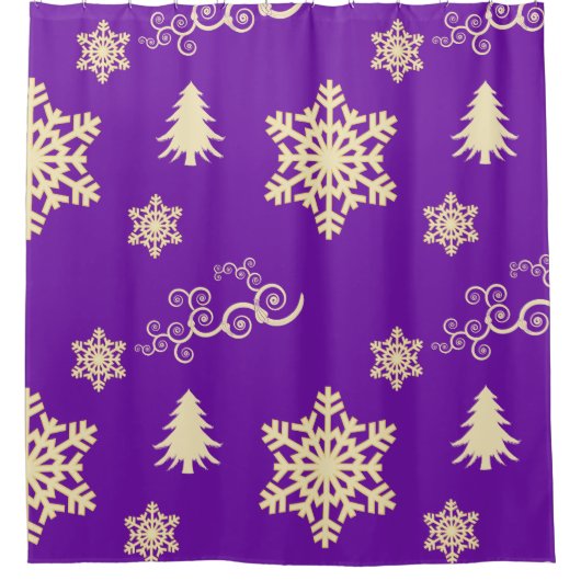 Paarse kerst douchegordijn (Voorkant)