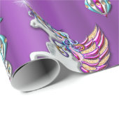 Paarse kerst-eenhoorns cadeaupapier (Rol Hoek)