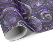 Paarse Kerst Elegantie Patroon Zilver Accent Cadeaupapier (Rol Hoek)